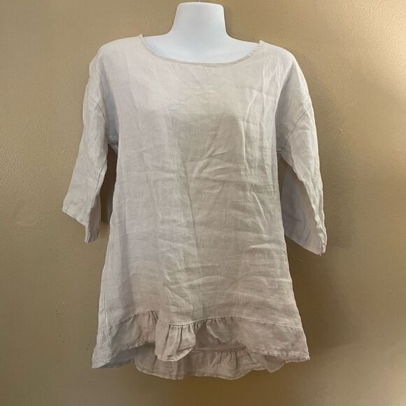 Lungo L’Arno Linen Women’s Lagenlook Made in Italy Top Size Small - Picture 1 of 4